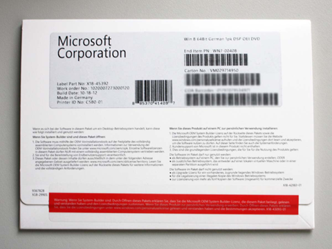 Bild: Windows 8 64-Bit OEM
