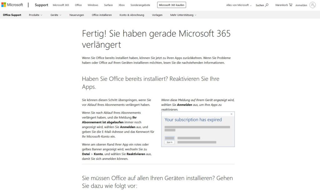 Foto 6: Die Verlängerung des Abonnements wurde durchgeführt. | Screenshot: Gebrauchtesoftware.de